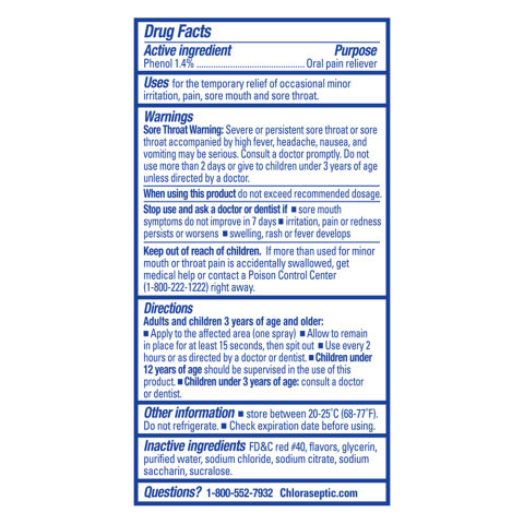  Chloraseptic Children's™ Cherry Spray Drug Facts