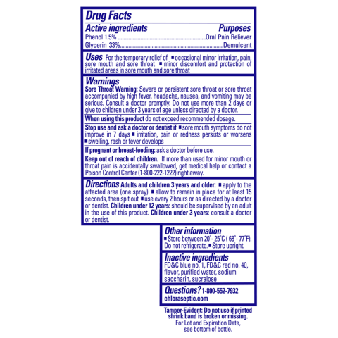 Chloraseptic Max Wild Berries Spray Drug Facts